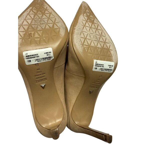 Schutz Lou Women's Suede Pump Tan Stiletto Pointed Toe Size 10 Heels Dress - Picture 8 of 9